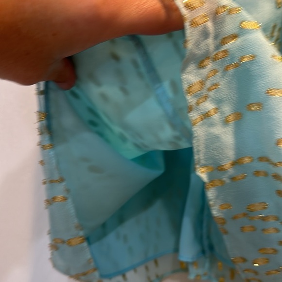 Lilly Pulitzer Del Mar Aqua Gold Silk Blend Halter Tank Top XS - Picture 8 of 8